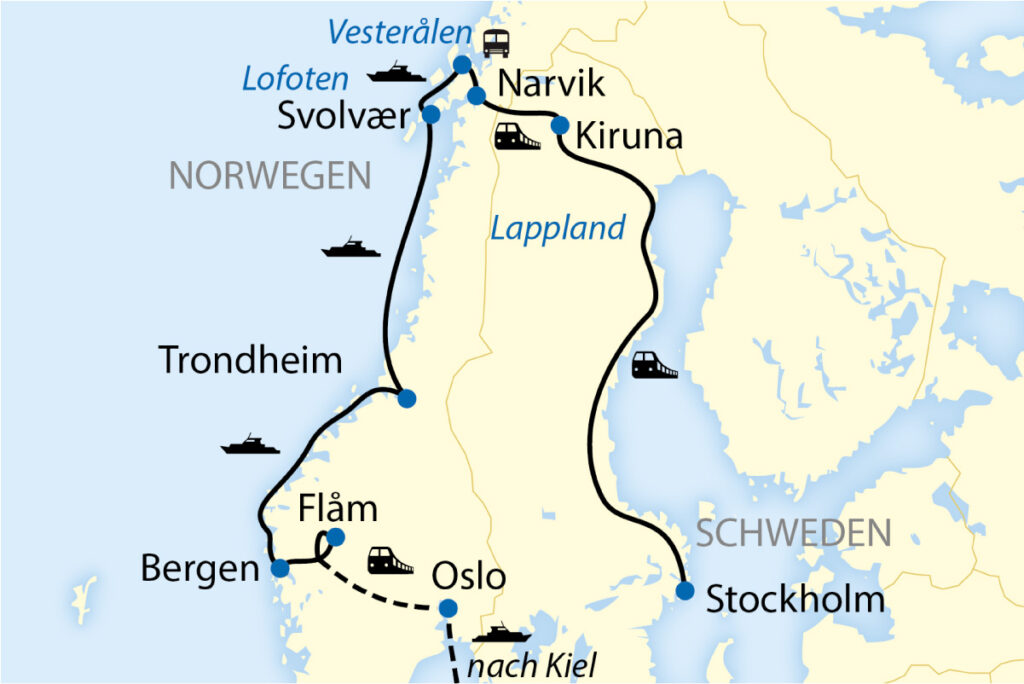 Schweden- und Norwegenreise, Karte